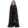 thumbnail image 2 of Women Velvet Long Hooded Cloak, Halloween Star Moon Print Front Tie Cape, Ladies Gothic Performance Cape XS-3XL, 2 of 5