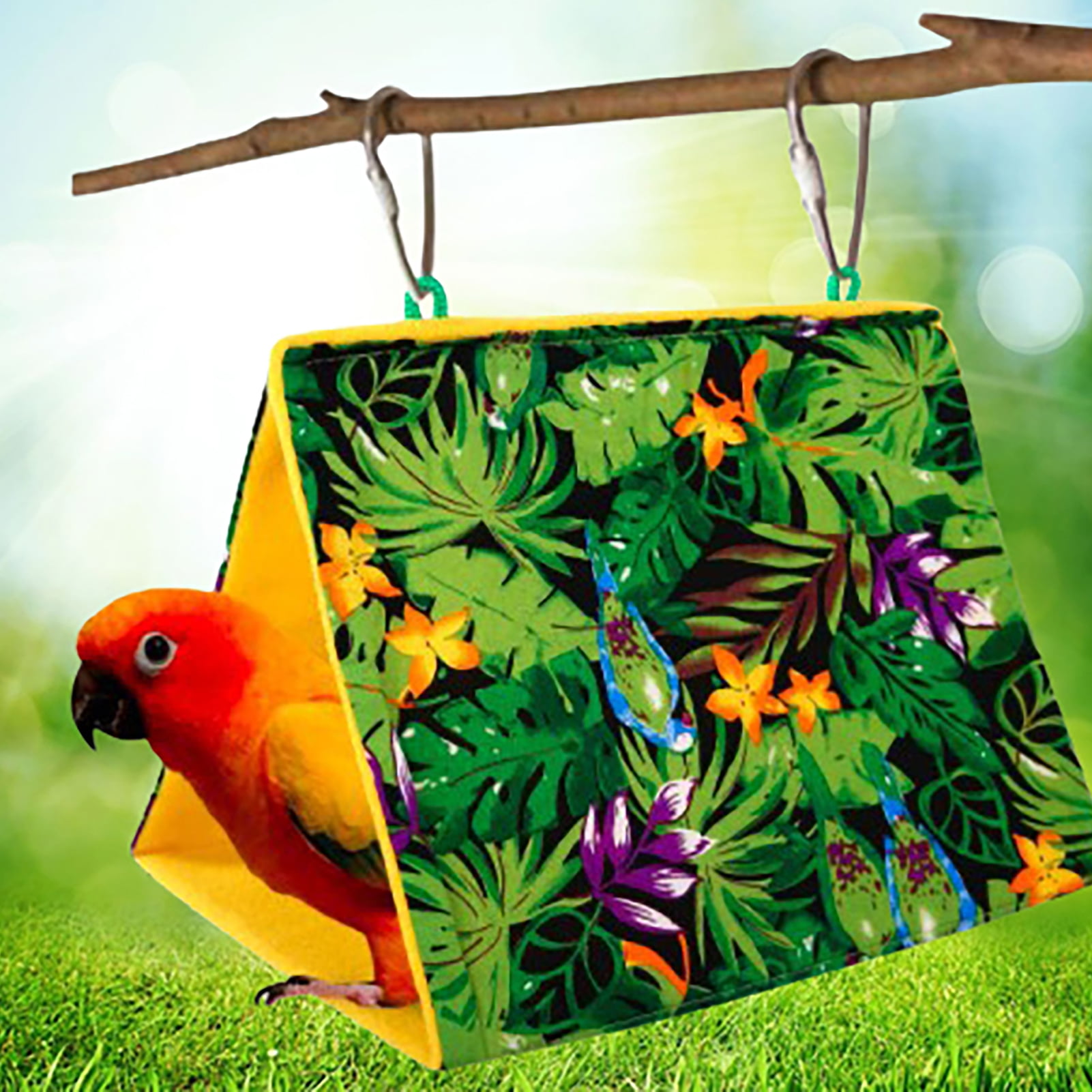 Cheers.US Bird Nest Snuggle Hut,Parrot Habitat Cave Hanging Tent for Small Medium African Parrot Hammock for Small Pets