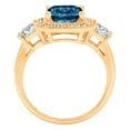 thumbnail image 3 of 3.005 ct Princess Cut Natural London Blue Topaz 3 Stone 14K Yellow Gold Womens Engagement Ring, 3 of 4