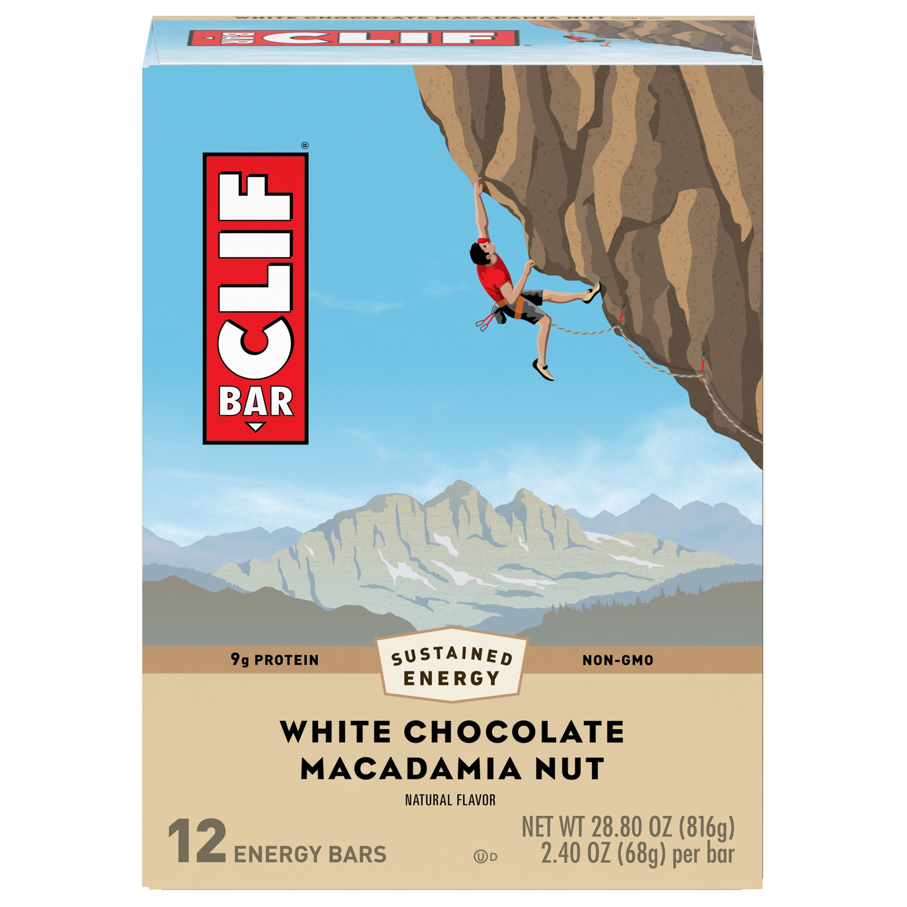 Clif Bar Energy Bars, White Chocolate Macadamia Nut, 9g Protein Bar, 12 Ct, 2.4 oz