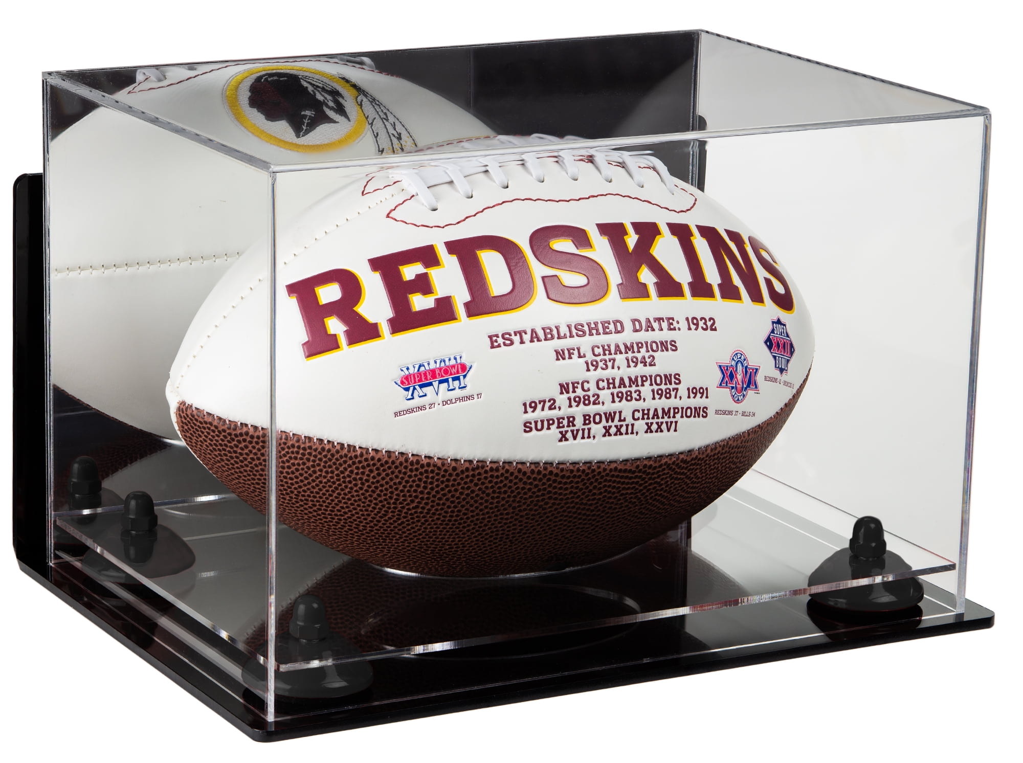 Deluxe Acrylic Football Display Case with Mirror, Wall Mount, Black