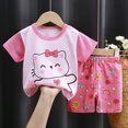 thumbnail image 2 of TOWED22 Toddler Baby Boy Summer Clothes Duck Print Short Sleeves T-Shirt Elastic Camouflage Shorts 2 Piece Outfit(Pink,3-9 M), 2 of 4