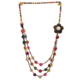 thumbnail image 4 of Collar estilo bohemio retro para mujer, concha de coco floral tejida a mano, cuentas de madera de concha de coco de colores, joyería de moda playera, colgante con abalorio., 4 of 7
