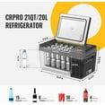 thumbnail image 3 of BougeRV Portable Car Refrigerator CRPRO 21 Qt, 12 Volt Fridge Compressor Freezer with -8℉~50℉ Cooling Range, 12V/24 DC & 110-240 AC for RV Truck Vehicle Boat Outdoor & Home Use Black, 3 of 8