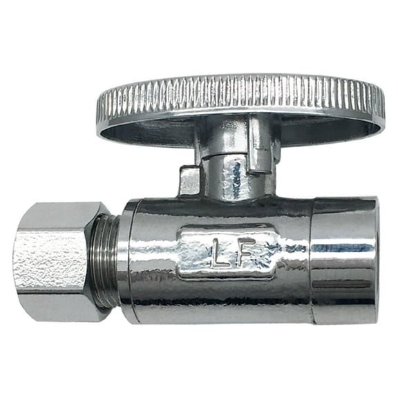 THEWORKS® Quarter-Turn Straight Stop Valve, 1/2" SWT Inlet x 3/8" O.D. Compression Outlet