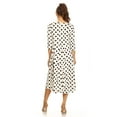 thumbnail image 3 of Women's Casual Loose Fit 3/4 Sleeve Jersey Knit A-Line Polka Midi Dress, 3 of 3