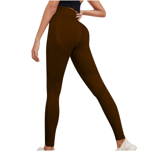 Scrunch Yoga Leggings for Women Seamless High Waisted Gym Exercise Pants  Stretch Butt Lifting Workout Tights Brown 