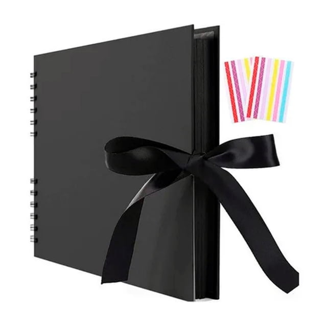 Álbum de recortes, 80 páginas, negro, con fotos y letras, 21 x 29
