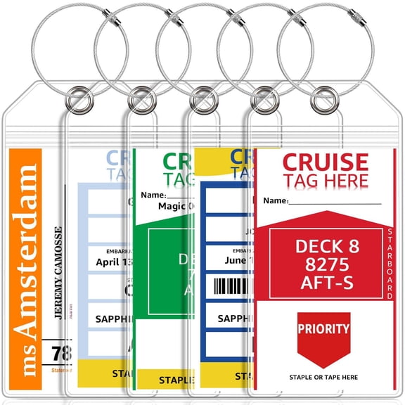 Cruise Essentials Must Haves 2026 ,5 Pack Luggage Tags Travel Essentials & Cruise Essentials for Princess, Carnival, Royal Caribbean & Celebrity Cruise Ships