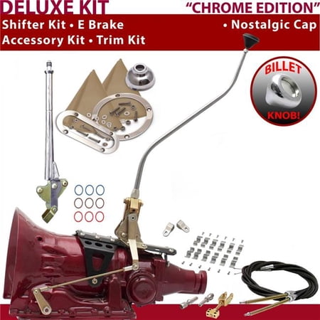 American Shifter AOD Shifter Kit Chrome 23 in. Swan E Brake Cable Clamp Clevis Trim Kit for F5BBC
