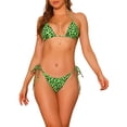 thumbnail image 1 of INSPIRAR CHIC Conjuntos de Bikini de Leopardo para Mujeres, 2 Piezas, Parte Inferior de Triángulo con Lazo Lateral, Trajes de Baño, Grande, Verde, 1 of 5