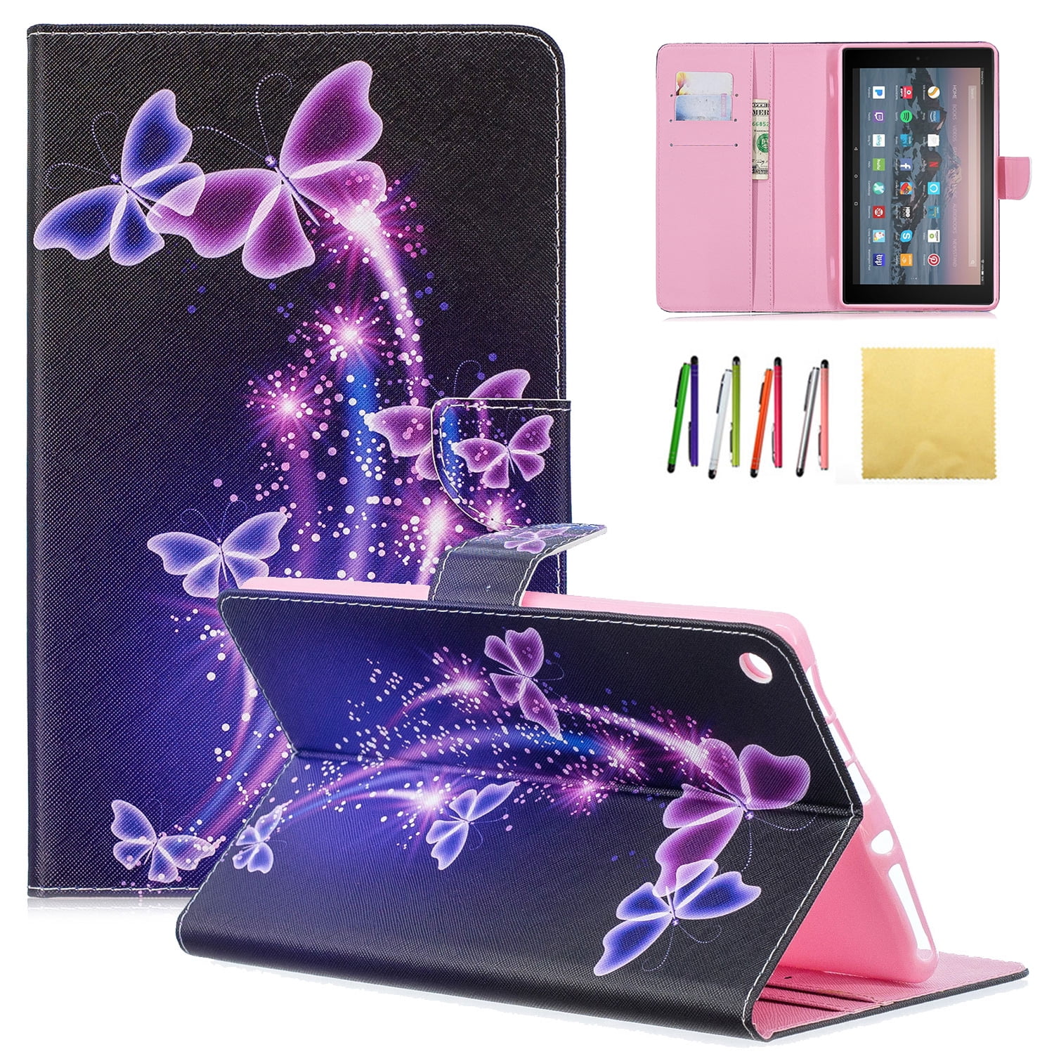 Fire HD 10 Wallet Case, Allytech PU Leather Stand Folio Stand Case