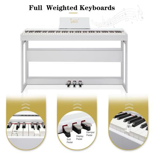 OverPatio 88 Keys Electric Digital Piano, Full Weighted Keyboards with Digital Music for All Experience Levels, White