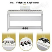 OverPatio 88 Keys Electric Digital Piano, Full Weighted Keyboards with Digital Music for All Experience Levels, White