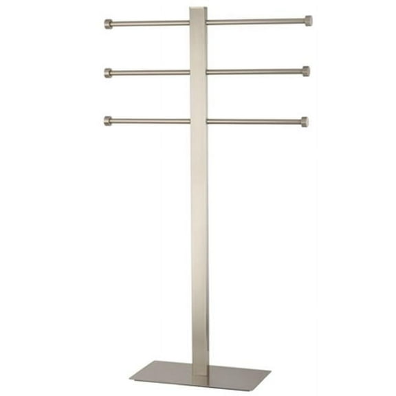 Edenscape Freestanding Stainless Steel Towel Holder with Rectangular Base, Satin Nickel