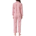 thumbnail image 3 of Conjunto de lounge para mujeres INSPIRE CHIC, algodón, botón, patrón lindo, manga larga, cuello con muesca, conjunto de pantalones con bolsillos, pijama, XL, triángulo, 3 of 6