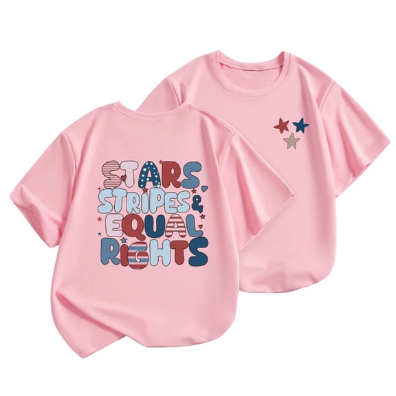 ZhuoLiL Girls Clothes Size 9 Years Kids' Loose Fit Patriotic T-Shirt - Summer Comfort Short Sleeve Round Neck