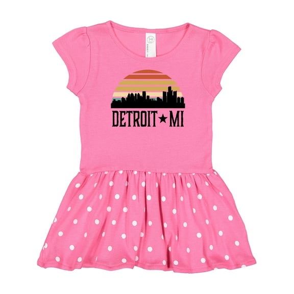 Inktastic Detroit Michigan Skyline Retro Gift Baby Girl Dress