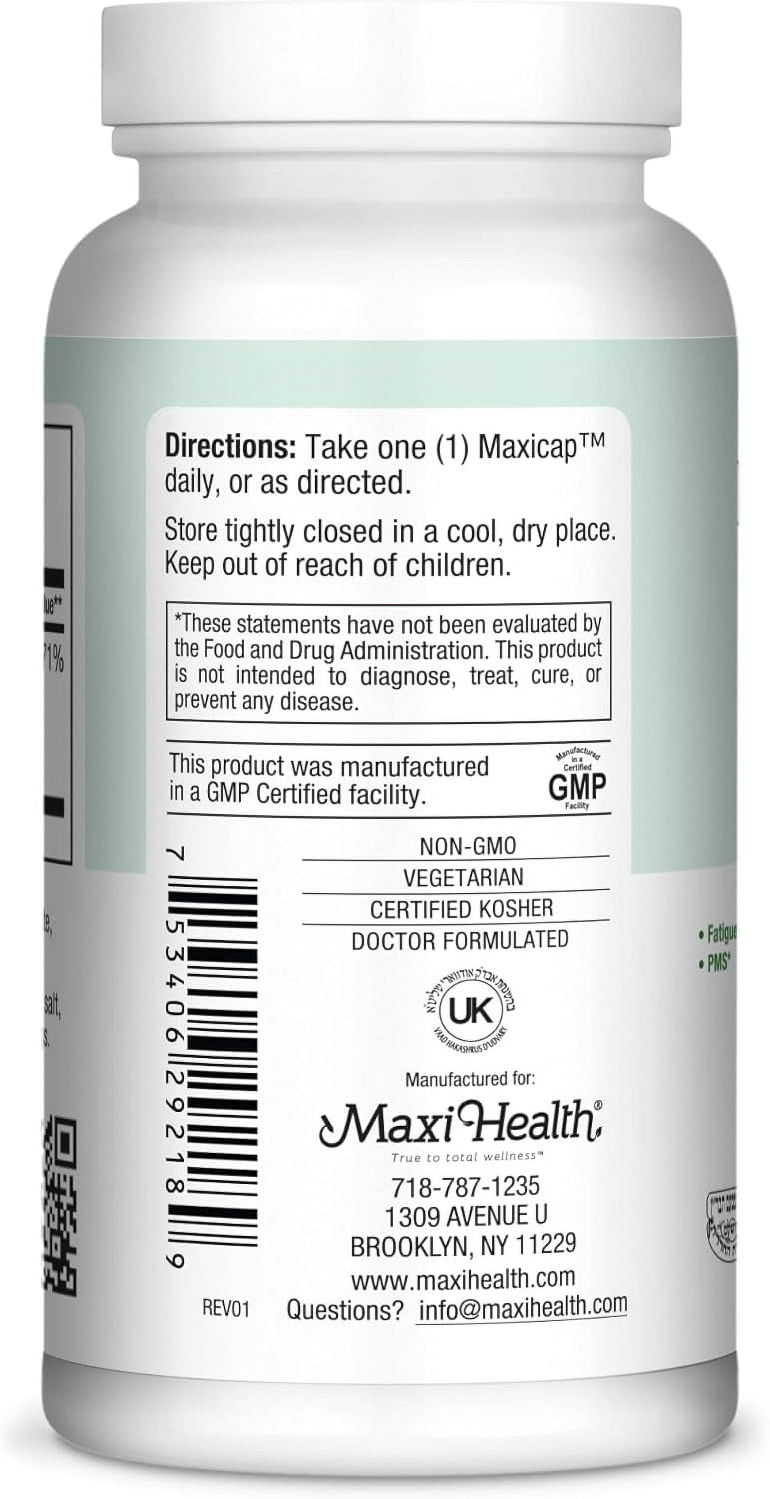 Maxi Health Magnesium Capsules – Energy, Muscle & Nerve Support, Bone Health – 180 Count