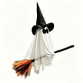 thumbnail image 2 of Orangide Outdoor Halloween Decoration Hanging Ghost Witch, 28 In Large Hanging Flying Ghost on Broomstick with Witch Hat Lighted, Ghost Decor for Porch Yard Tree, 2 of 5
