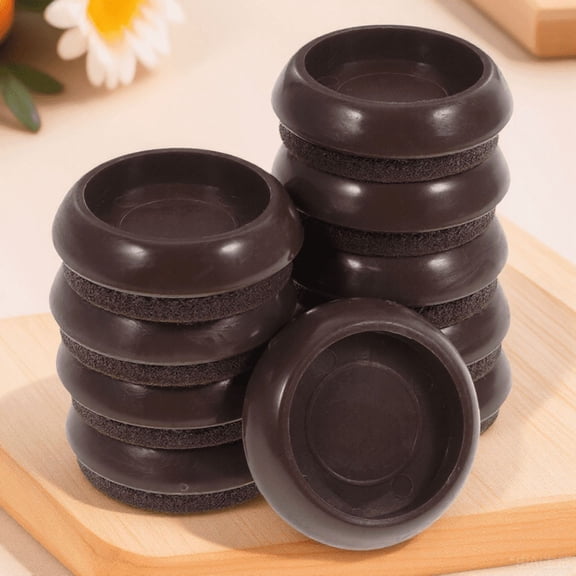 Milisten Light Brown Felt Caster Cups for Furniture Wheels - Hardwood Floor Protectors, and Noise-Reducing Pads