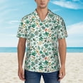 thumbnail image 2 of Bingfone Men's Short Sleeve Button Down Shirts Hawaiian Floral In Teal Printed Beach Shirt, 2 of 7