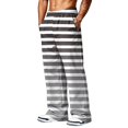 thumbnail image 6 of LTTVQM Men's Striped Wide Leg Pants Beach Horizontal Stripe Elastic Drawstring Waist Big Side Storage Pockets Athletic Full Length Pants White L, 6 of 7