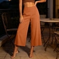 thumbnail image 2 of Capri Pants for Women Ihhxva 3/4 Length High Waisted Wide Leg Elastic Waist Seamless Casual Beach Vacation Cropped S-2XL, 2 of 7