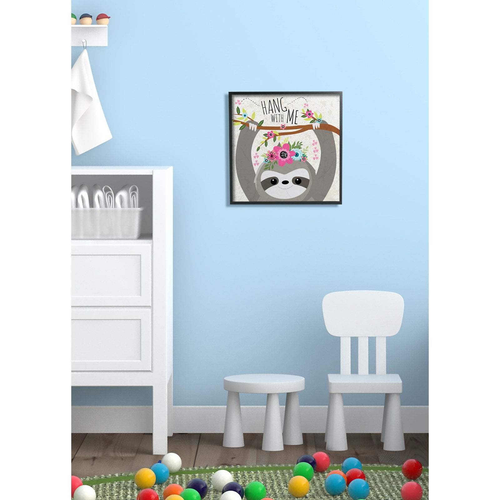 The Stupell Home Decor Collection Hang With Me Sloth and Flowers Wall Art