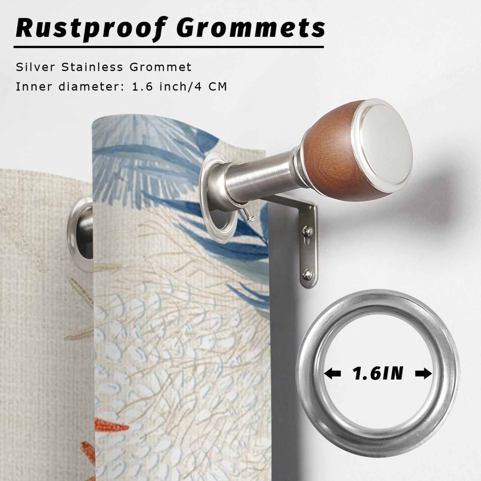 Summer Ocean Outdoor Curtains for Patio, Vintage Nautical Sea Orange Blue Starfish Corals Seashell Sunshade Privacy Drapes Grommet Waterproof Outside Curtains for Porch Balcony 54"x108", 1 Panel