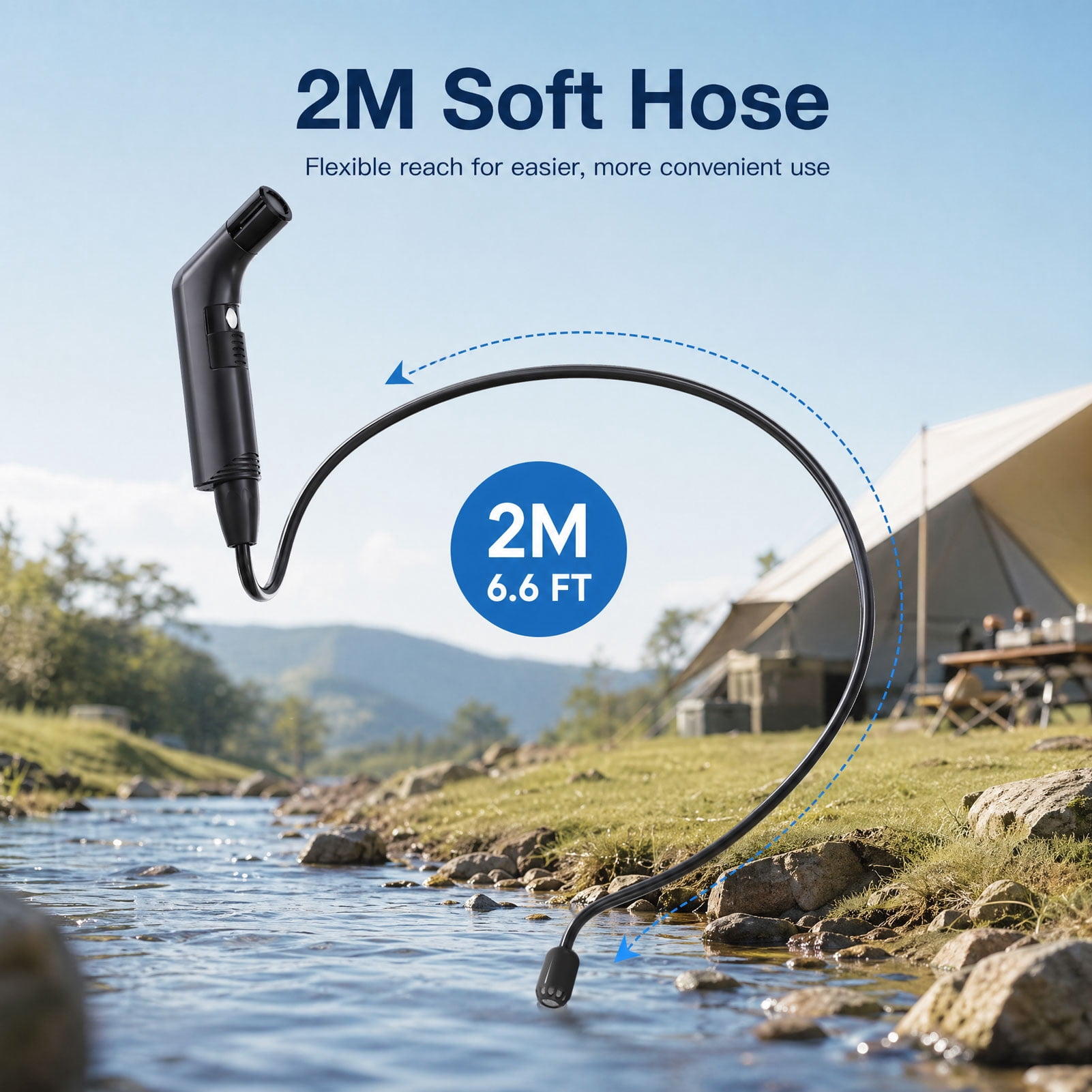 WOWER Rechargeable Portable Bidet with 2 Spray Modes, 800mAh Battery and 2M Hose for Travel, Camping and Postpartum Care