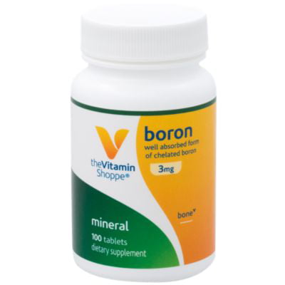The Vitamin Shoppe Boron 3MG, Well Absorbed Form of Chelated Boron, Mineral for Bone Support (100