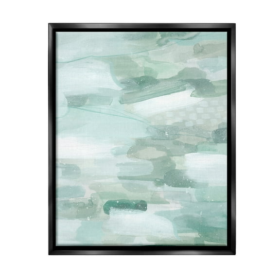 Stupell Industries Green Brush Strokes Abstract Painting Black Floater Framed Canvas Art Print Wall Art, 17 x 21
