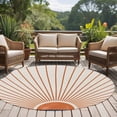 thumbnail image 4 of Round Rugs 5 Ft, Sunlight Lines Non Slip Area Rugs for Kitchen Bedroom Entryway, Orange Sunset Abstract Striped Art Washable Carpet Runner Rug Floor Mats for Bedroom Home Decor, 4 of 8