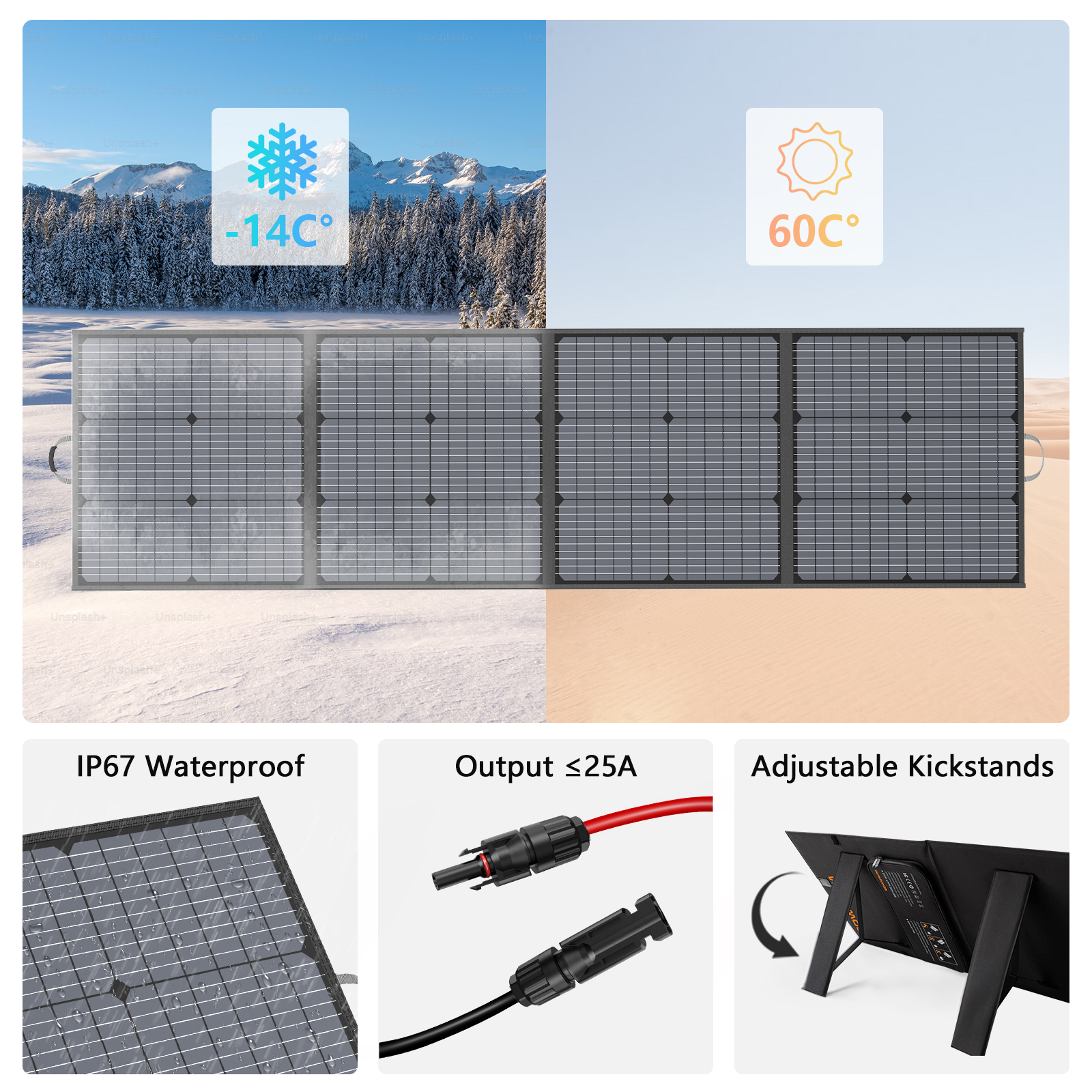 MHPOWOS 220 W 40V Portable Solar Panels Power Station Solar Charging ith Aadjustable Stand For Outdoor Camping RV