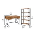 thumbnail image 5 of 2 Piece Writing Desk with Bookshelf Unit, Rustic Brown, Black Metal Frame, 5 of 5