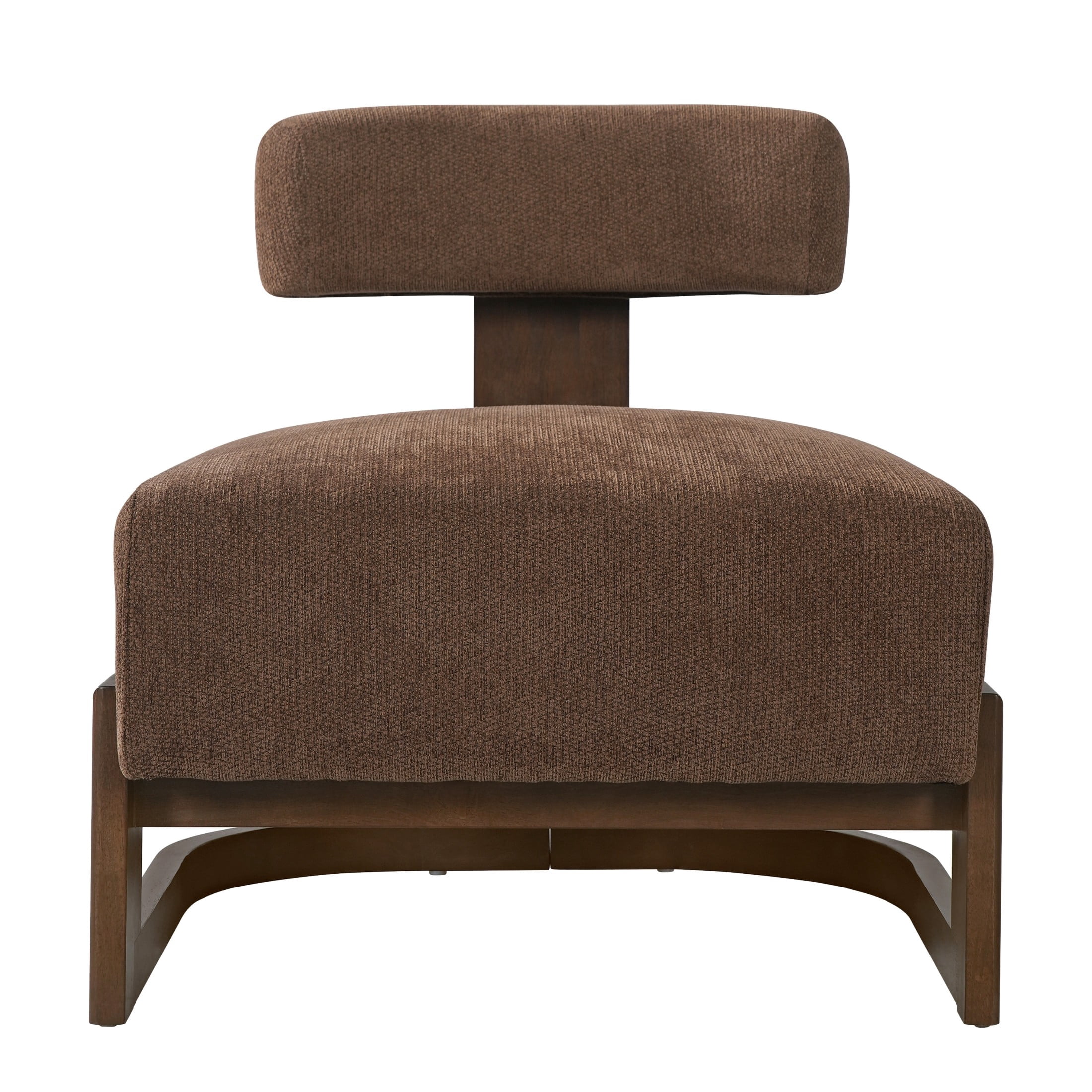 Christopher Knight Home Modern Armless Accent Lounge Chair, Curved Wood Base with Cushion, Brown, Set of 2