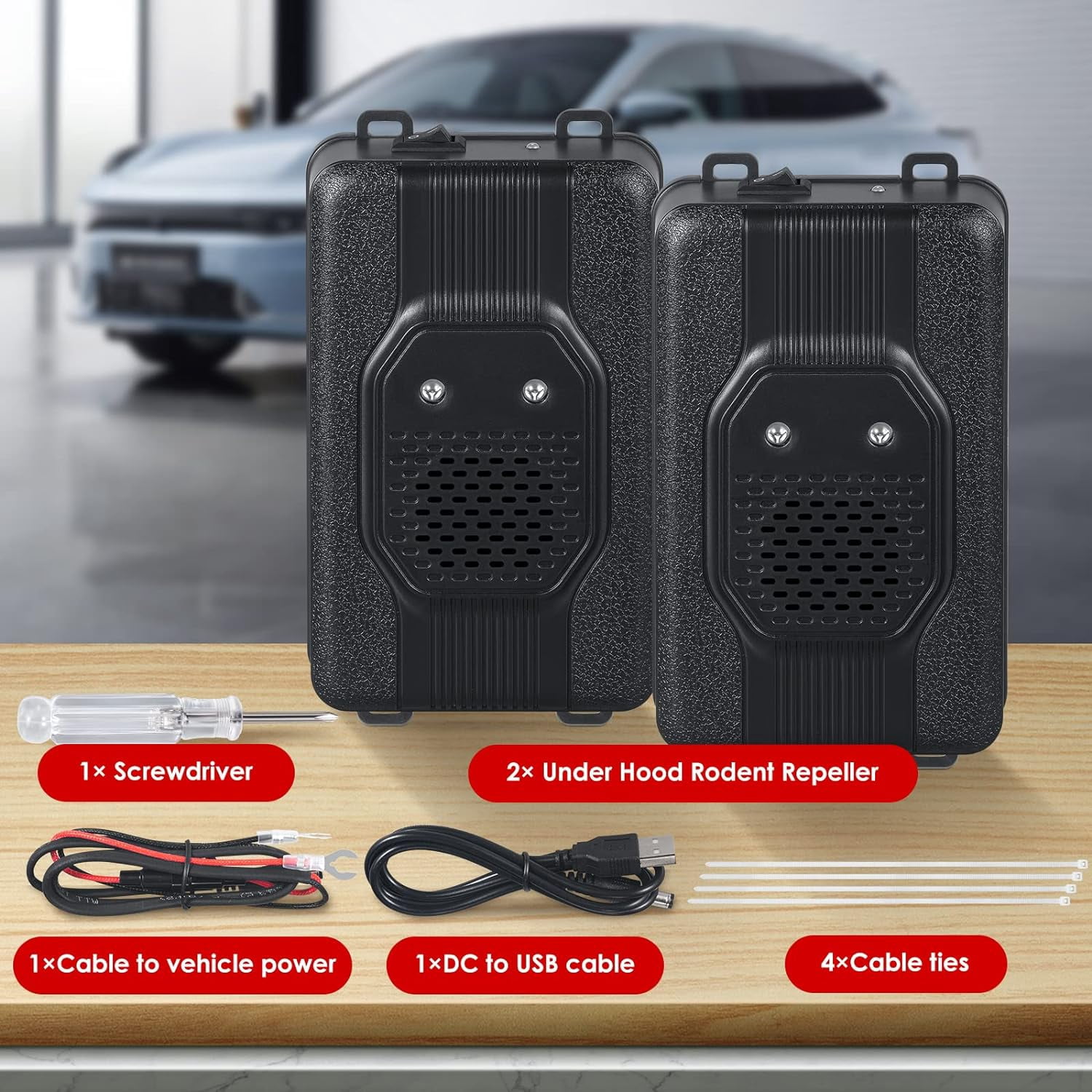 G·PEH Ultrasonic Rodent Repellent LED Strobe Lights 2 Pack Truck Car Garage Basement Wide Coverage