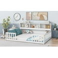 thumbnail image 2 of Mirightone Full Size Floor Bed with Rails, Wood Montessori Floor Bed with Bookcase and Shelves,  Full Bed Frame, White, 2 of 8