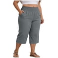 thumbnail image 6 of Yertdoel Capri Pants for Women Plus Size, Elastic Waist Drawstring Pants Loose Comfy Summer Beach Vacation Stylish Casual Capri Pants, L-5XL, 6 of 7