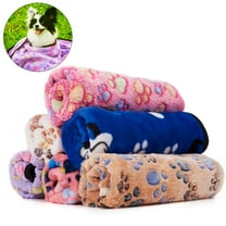 LUXMO 2 Pack Puppy Blanket Warm Soft Dog Cat Blankets Sleep Mat Bed Cover with Paw Print for Dog Cat Puppy Kitten and Other Small Animals