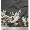 thumbnail image 3 of Soimoi Gray Velvet Fabric White Floral & Bulbul Bird Print Fabric by The Yard 60 Inch Wide, 3 of 3