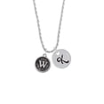 thumbnail image 2 of Delight Jewelry Silvertone Antiqued Round Seal - Initial - W - Silvertone Script Initial Disc - K - Charm Necklace, 20"+3", 2 of 4