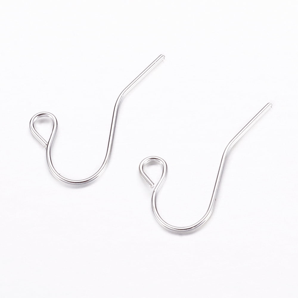 5000pc Iron Earring Hooks Ear Wire with Horizontal Loop Silver Color Plated Lead Free and Nickel Free Size: about 17mm long 12mm wide