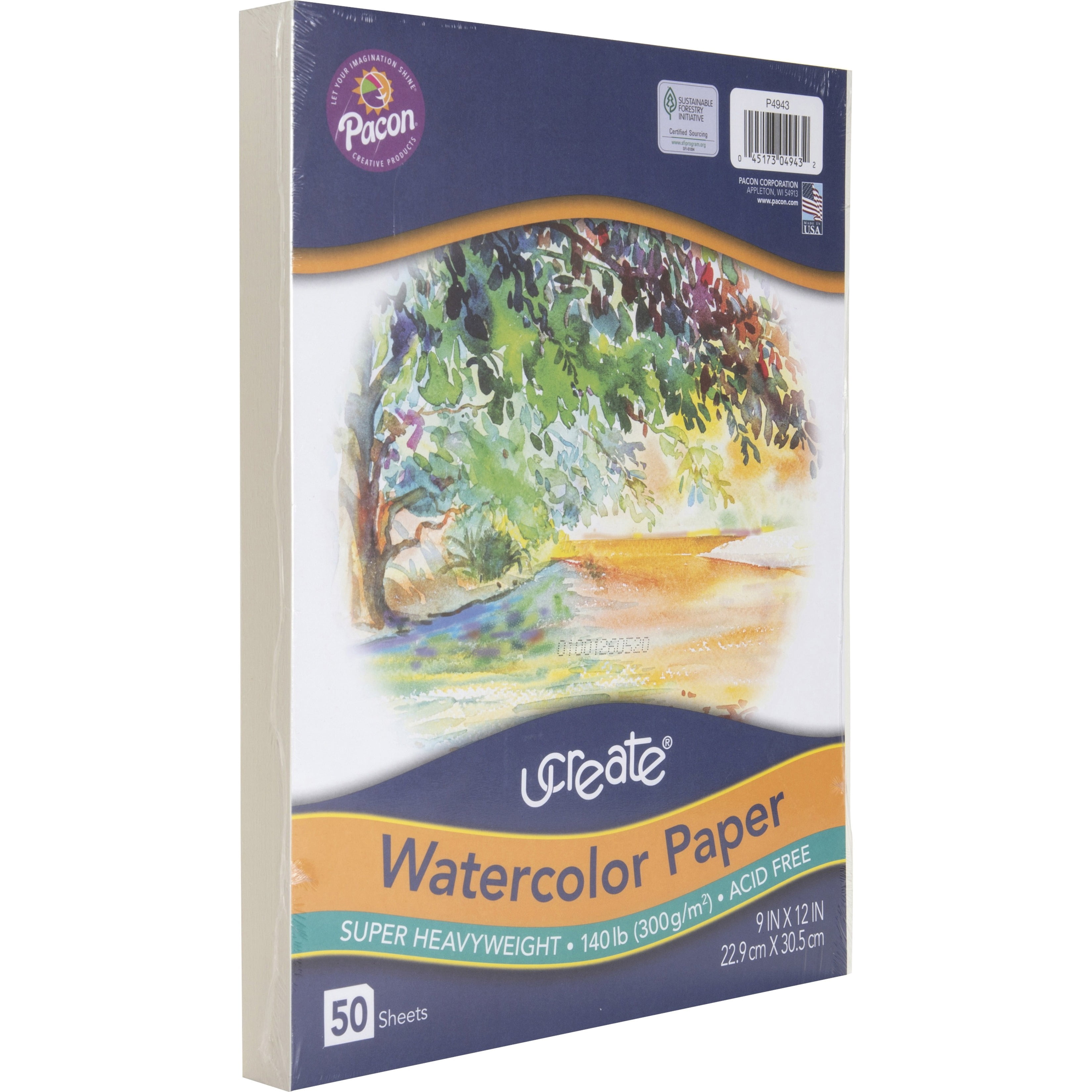 UCreate® Watercolor Paper 140lb, 9x12, 50 Sheets per Pack, 2 Packs