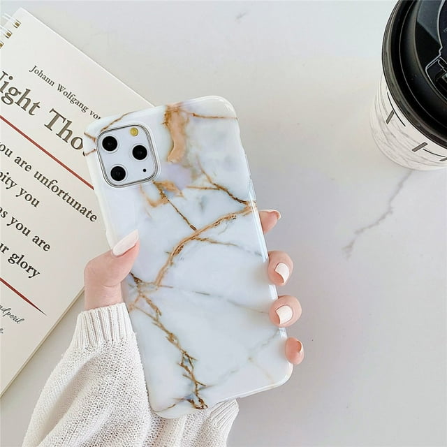 AMZER Marble Design Case for iPhone 11 Pro Slim IMD TPU Protective Case with HD Designs - White Gold