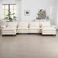 thumbnail image 5 of Tabaray 155" Oversized Modular Sectional Sofa, U Shaped Cloud Couch with Double Ottomans and Cushions, Ice Velvet Upholstered 6 Seat Sofa for Living Room, Home Sofa Set  (Beige), 5 of 11