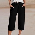 thumbnail image 2 of RUTAYY Women's Capri Pants Solid Color Straight Leg Casual High Waist Sports Loose Fit Daily Wear Classic Stylish Trousers, 2 of 5