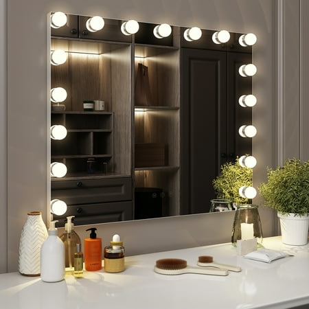 

GIFFIH Vanity Mirror with Lights Hollywood Lighted Makeup Mirror Bedroom Vanity Mirror with17pcs Light Smart Touch Control 3Colors Dimmable Light USB Outlet Table-Top or Wall Mount