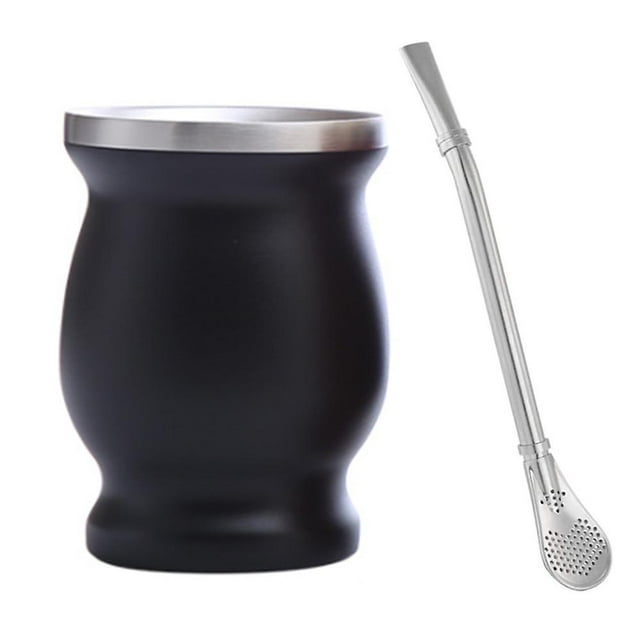 Bombilla tradicional para yerba mate, reutilizable, de acero inoxidable, con diseño innovador, mango curvo antideslizante para beber con seguridad